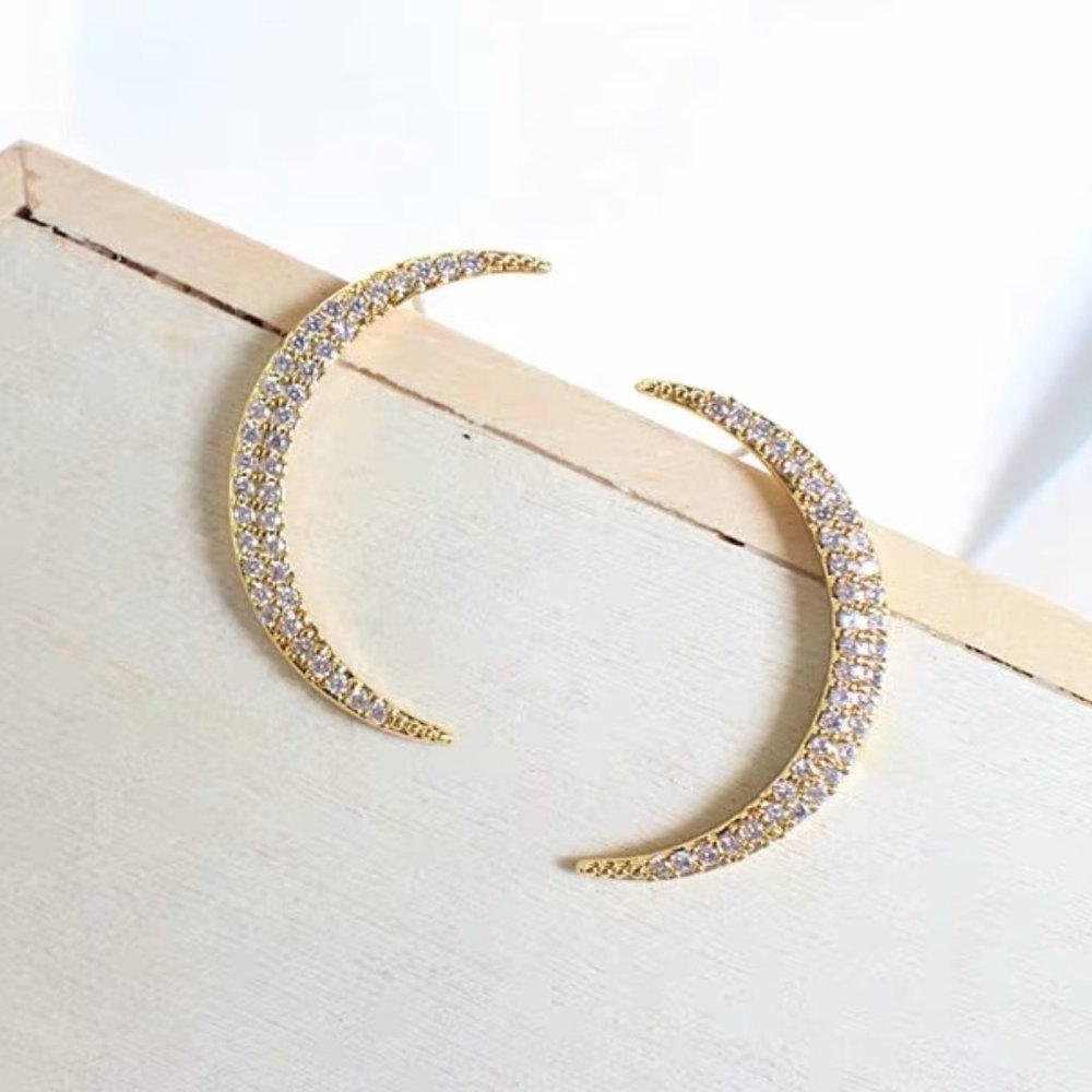 Anthropologie Embellished Crescent Earrings